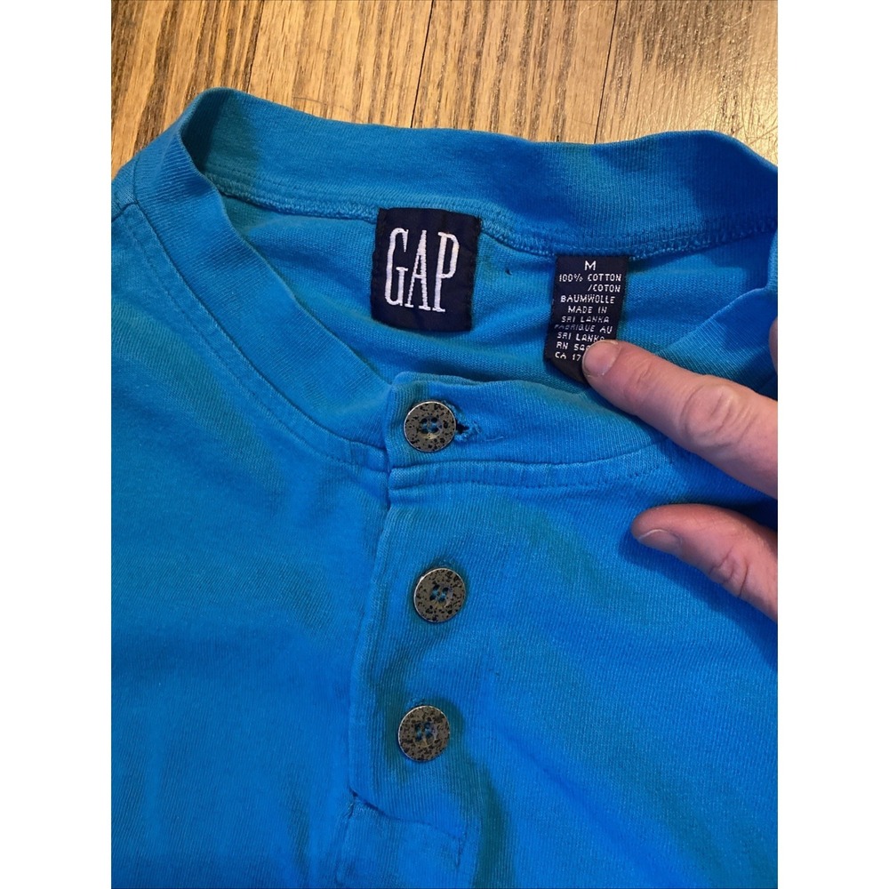 Vintage 90s Gap Henley Shirt Oversized Medium Short Sleeved See Description